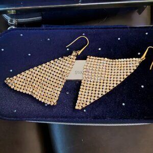 Swarovski Rhodium Plated Crystal Mesh Triangle Earrings